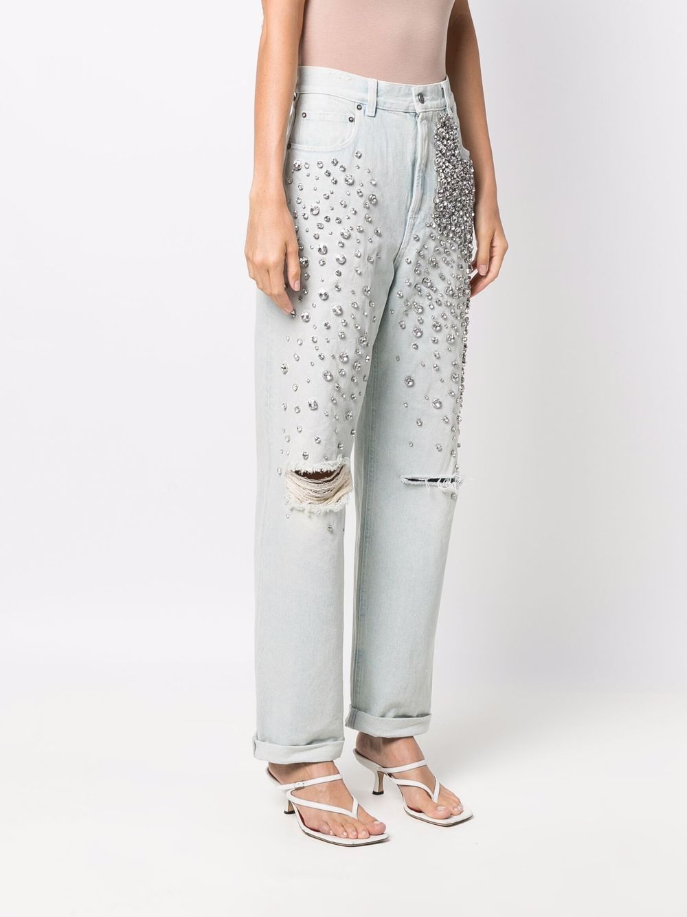 Jeans Kim con cristalli in azzurro 