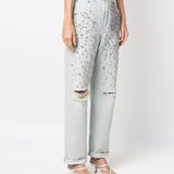 Jeans Kim con cristalli in azzurro 
