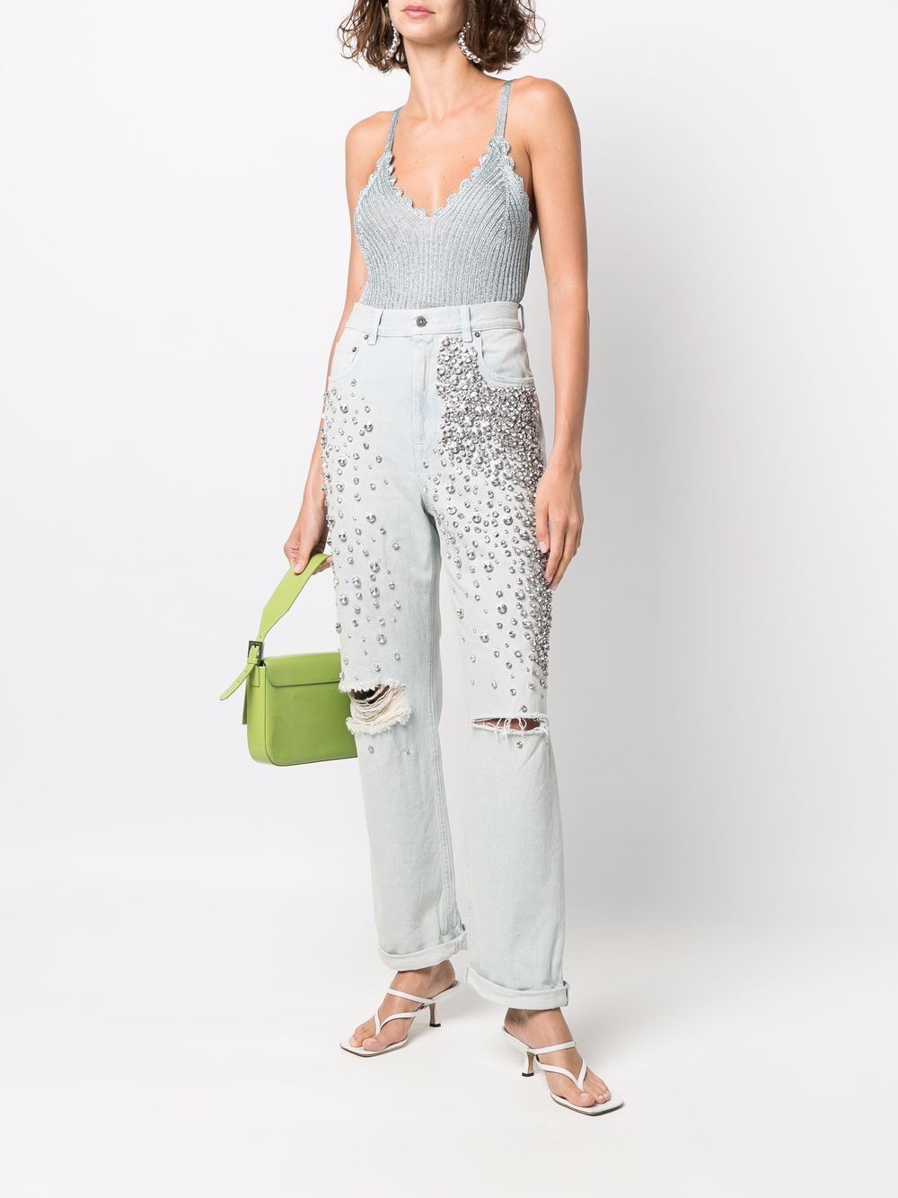 Jeans Kim con cristalli in azzurro 