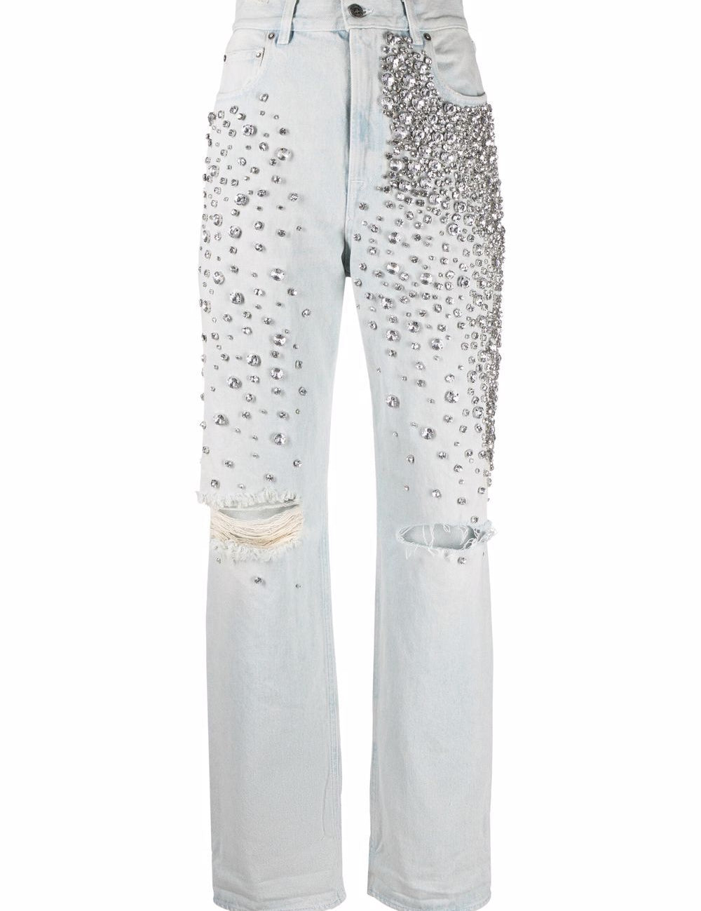 Jeans Kim con cristalli in azzurro 
