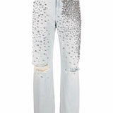 Jeans Kim con cristalli in azzurro 