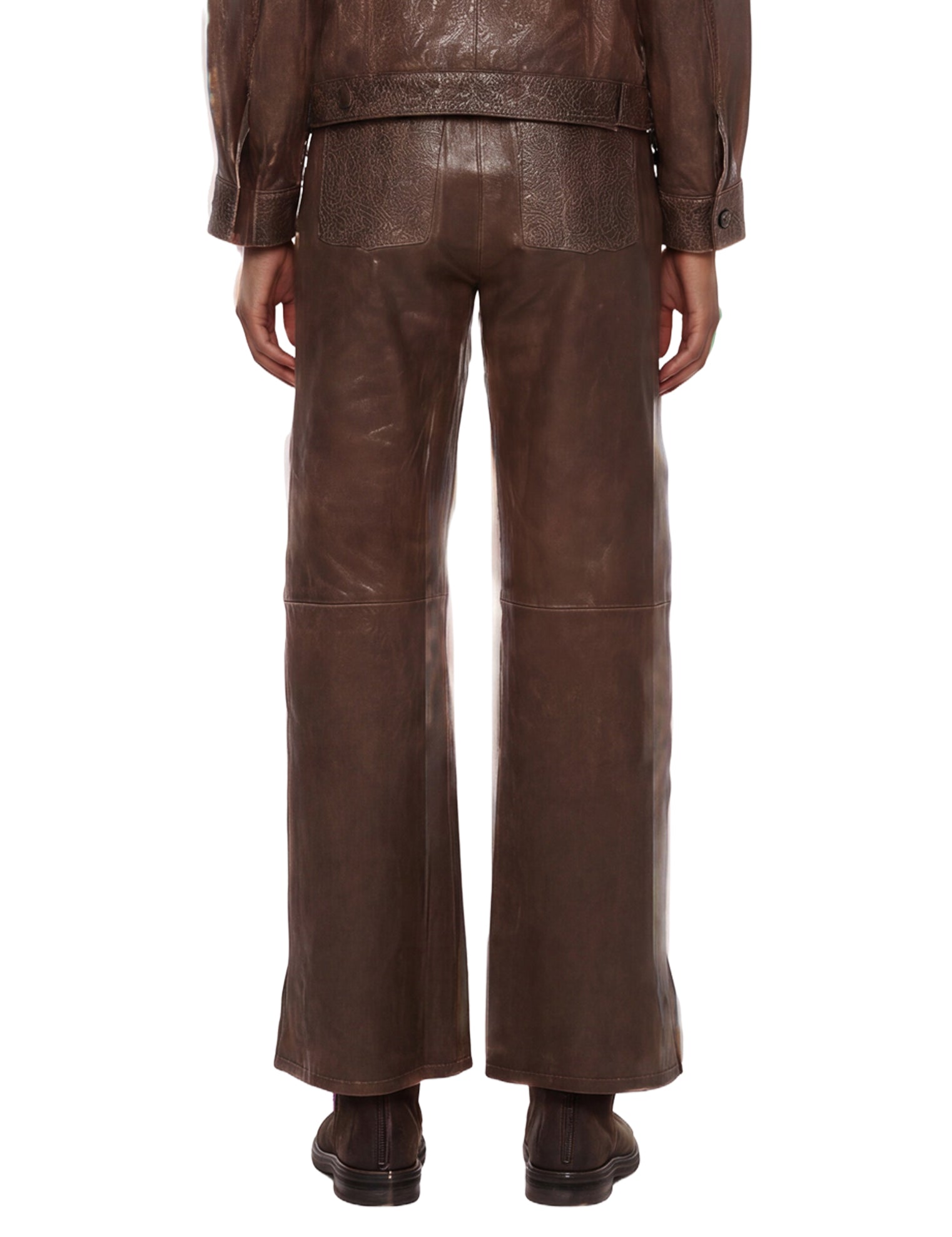 Pantaloni in pelle melany in marrone 