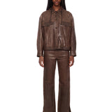 Pantaloni in pelle melany in marrone 