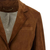 Giacca in suede monopetto Robyn in marrone 