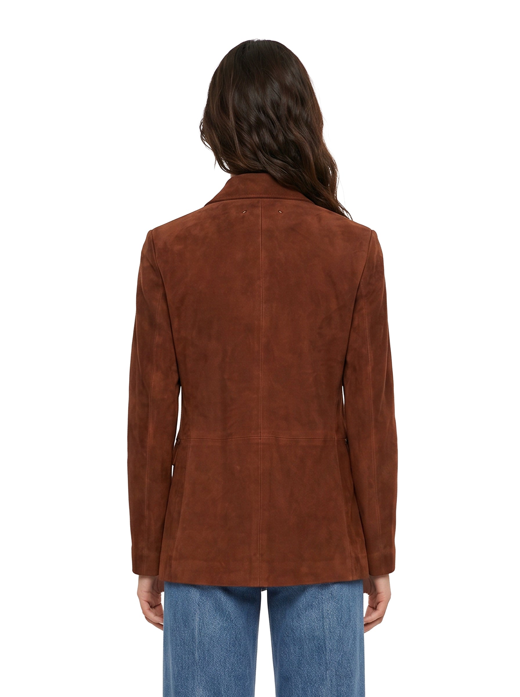 Giacca in suede monopetto Robyn in marrone 