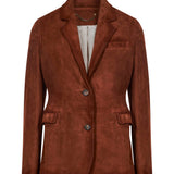 Giacca in suede monopetto Robyn in marrone 