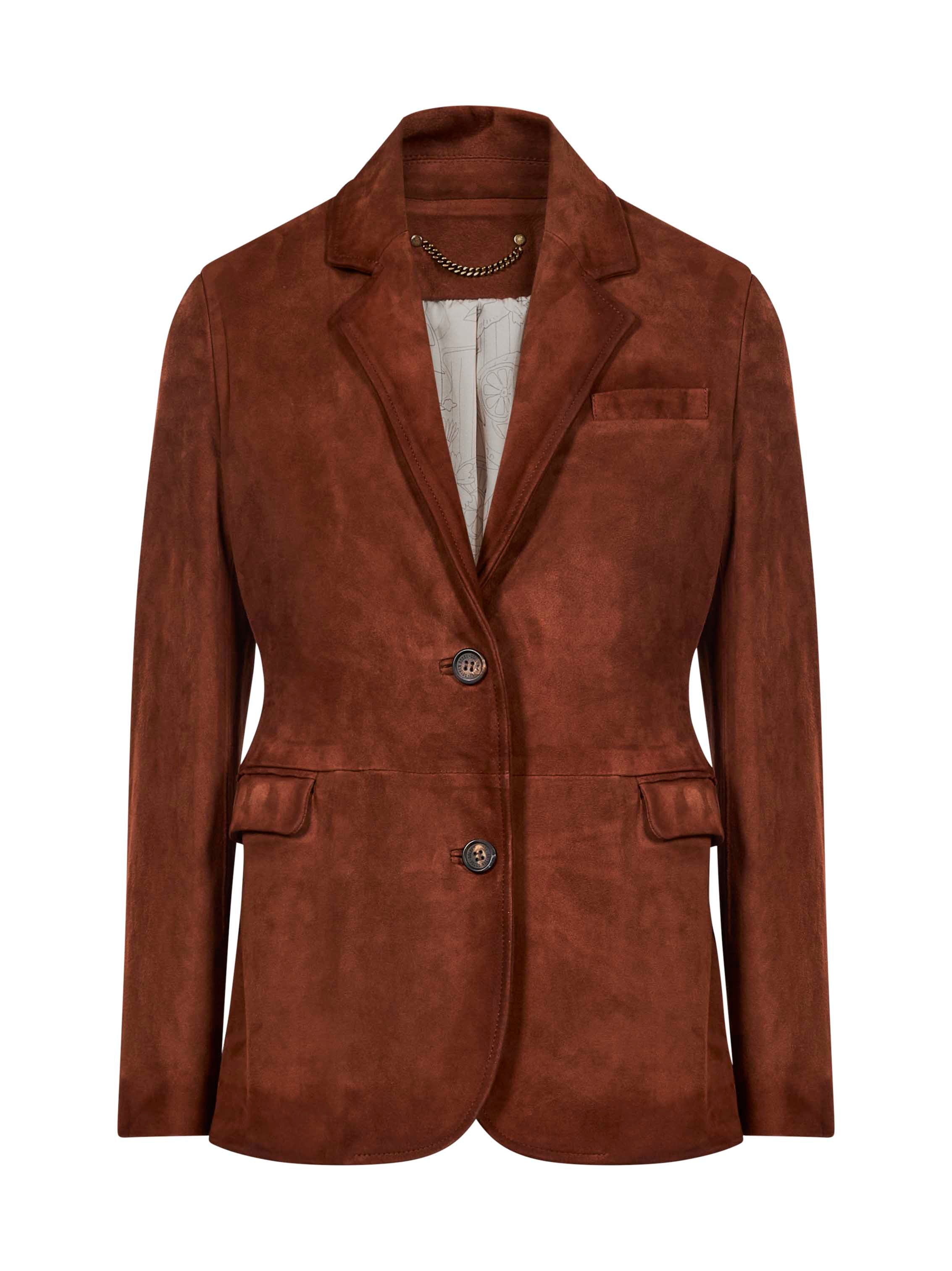 Giacca in suede monopetto Robyn in marrone 