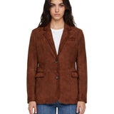 Giacca in suede monopetto Robyn in marrone 