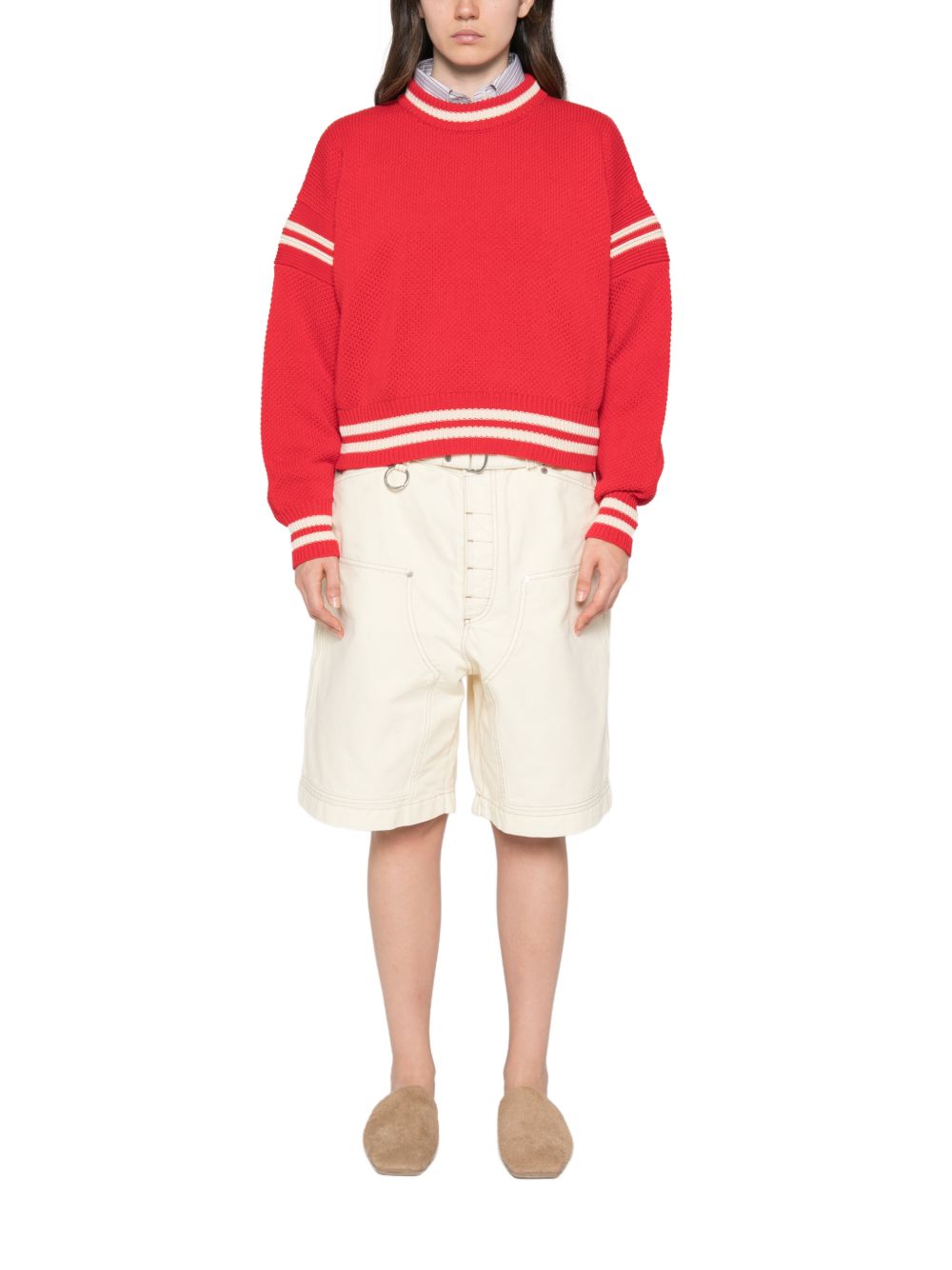 Maglione in lana con stelle ricamate 
