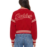 Maglione in lana con stelle ricamate in rosso 
