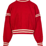 Maglione in lana con stelle ricamate in rosso 