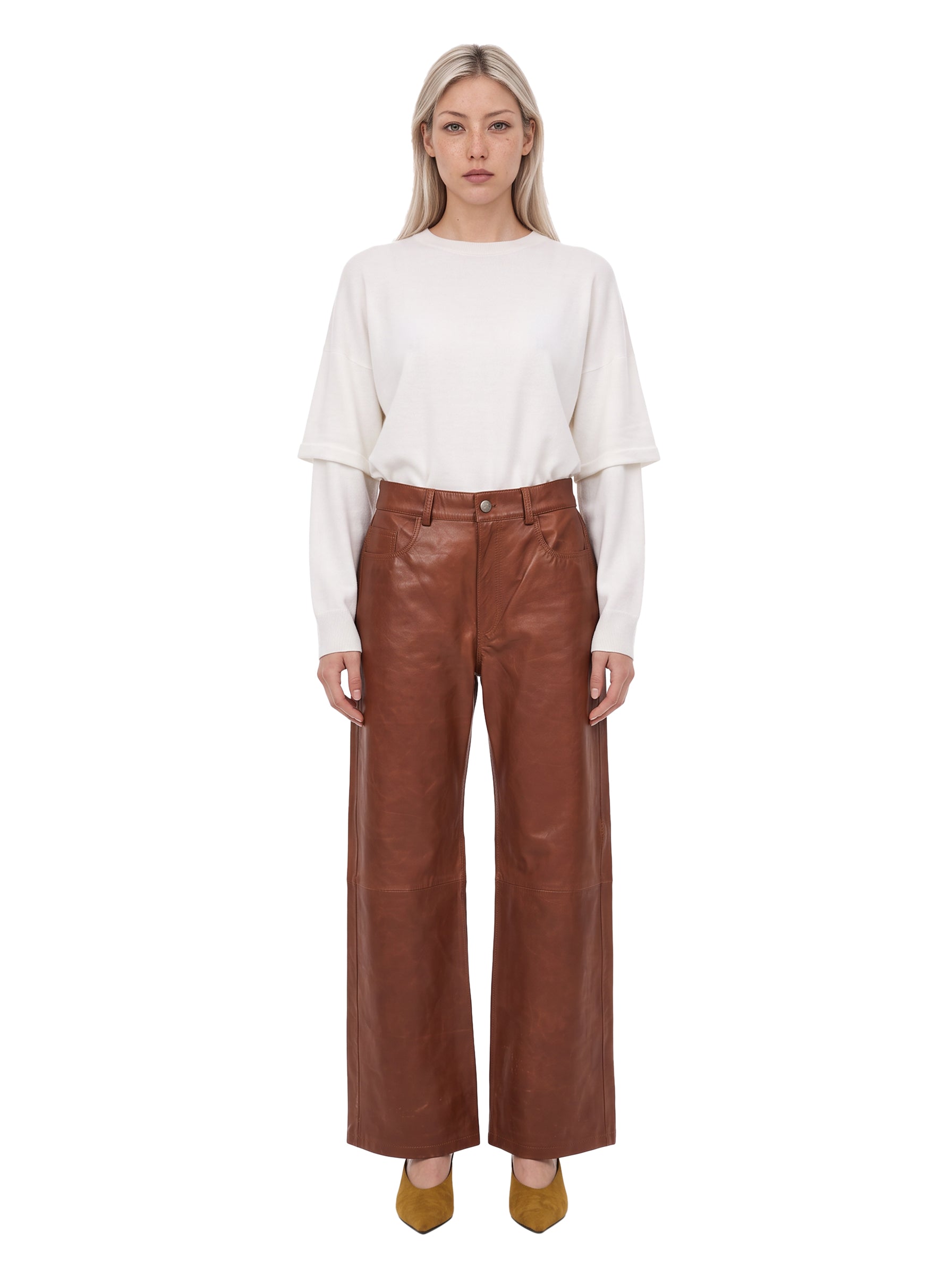 Pantaloni Winny Silky in marrone 