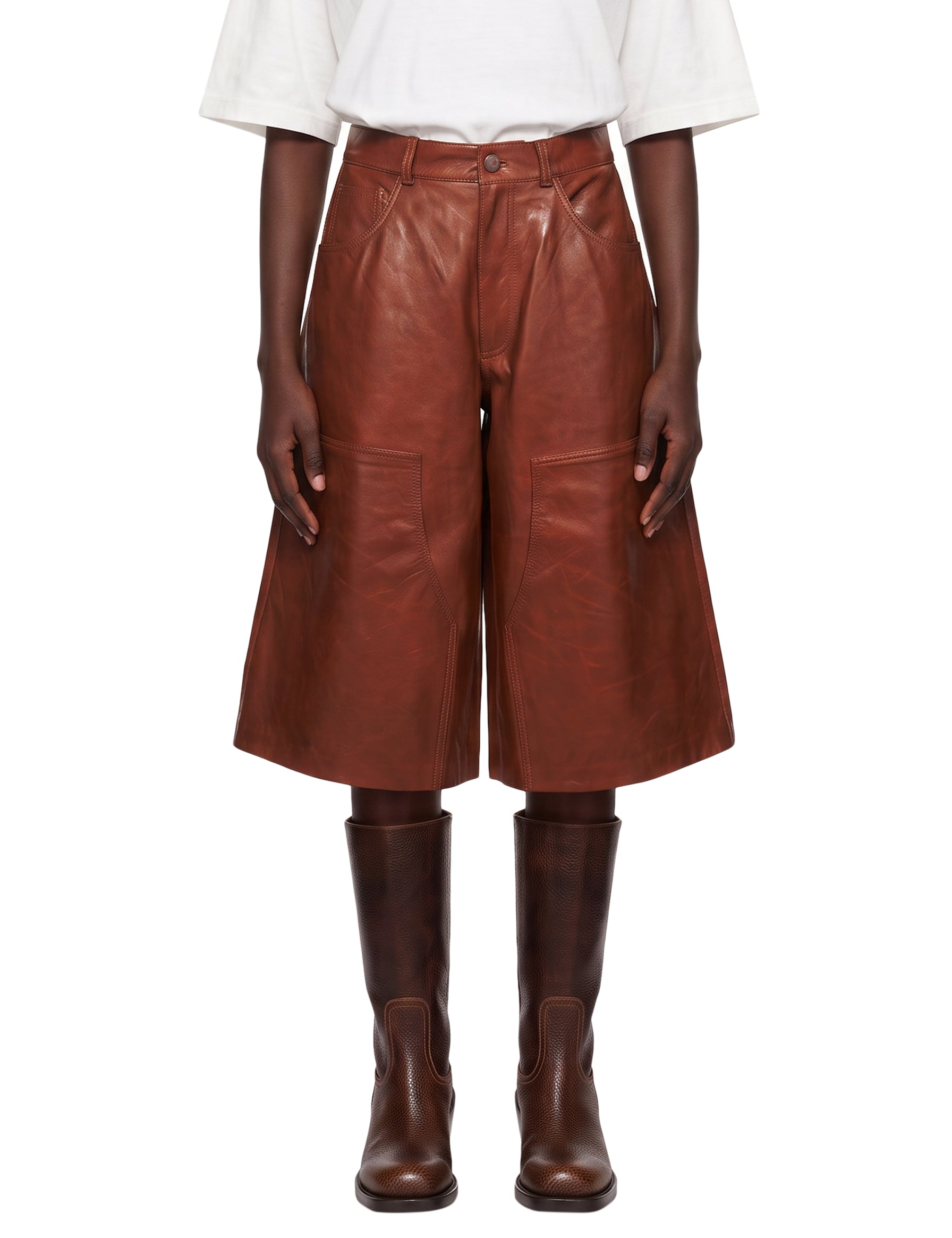 Shorts Legacy in pelle marrone 