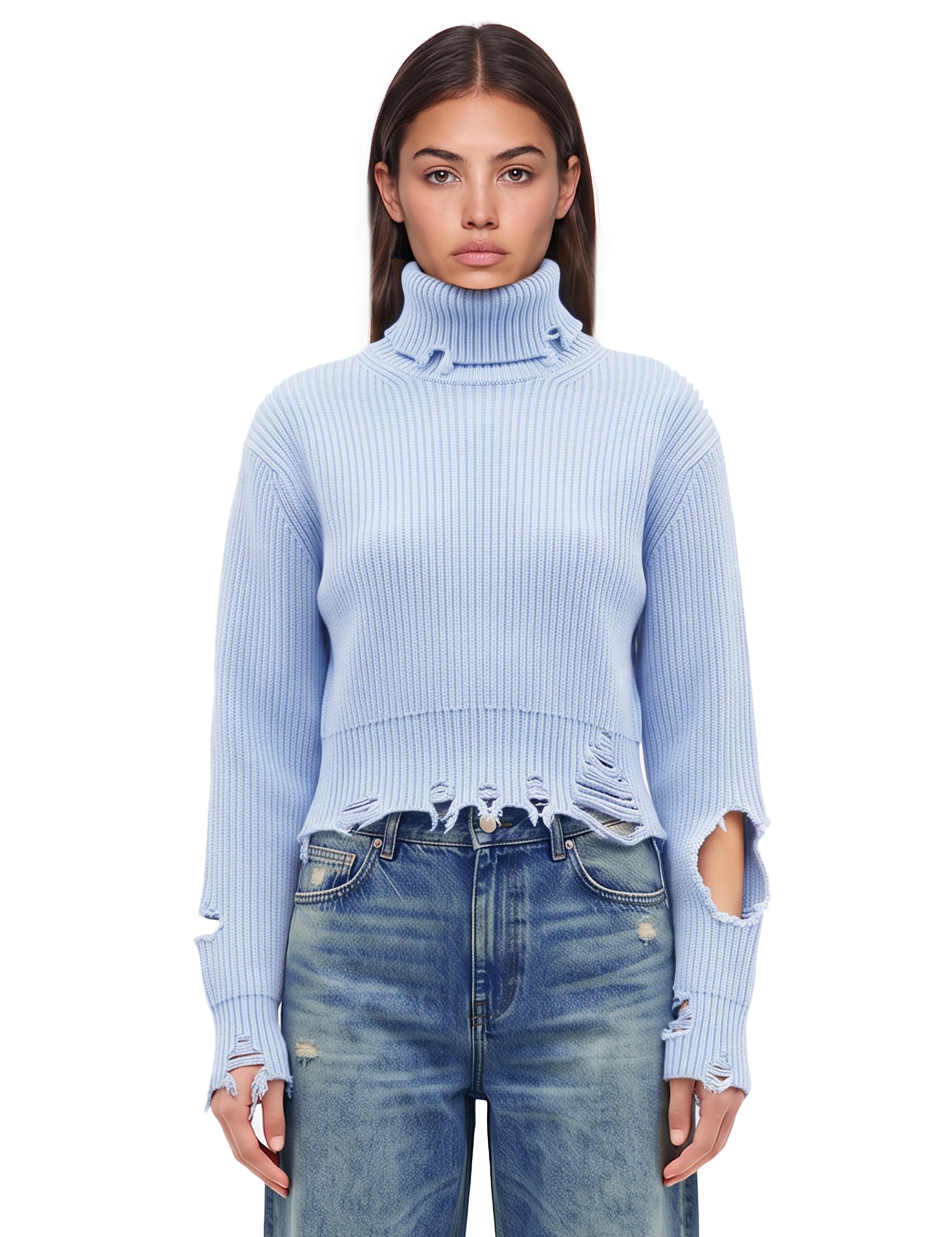 Maglione destrutturato Lover in azzurro 