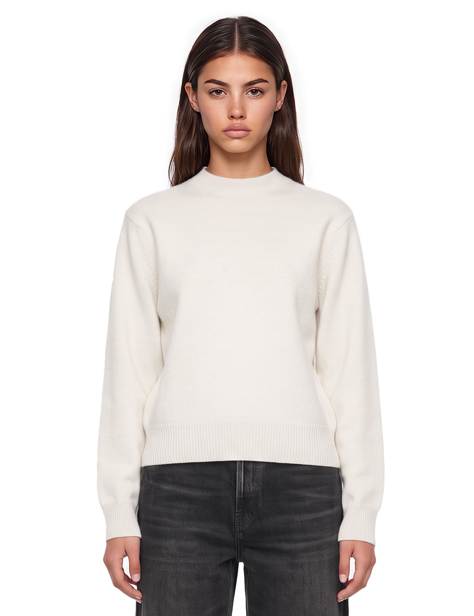 Maglione girocollo Rose in avorio 
