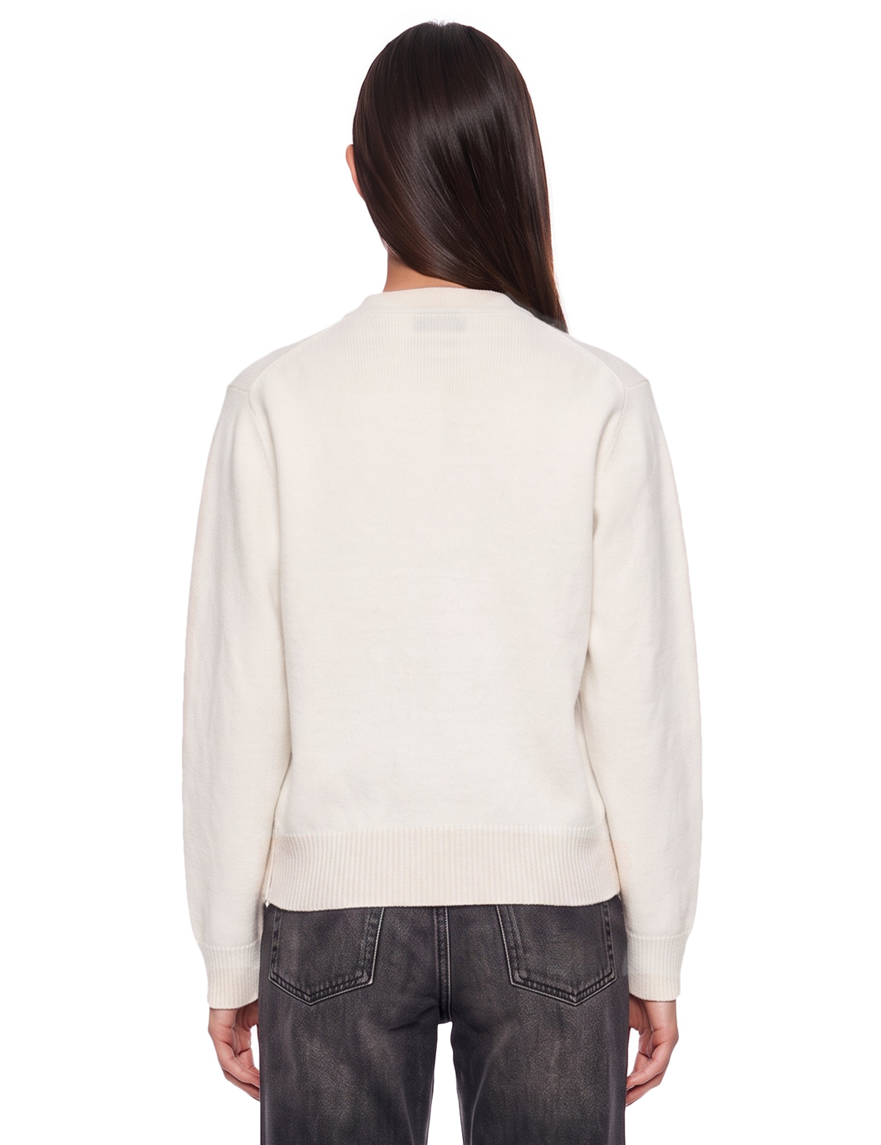 Maglione girocollo Rose in avorio 