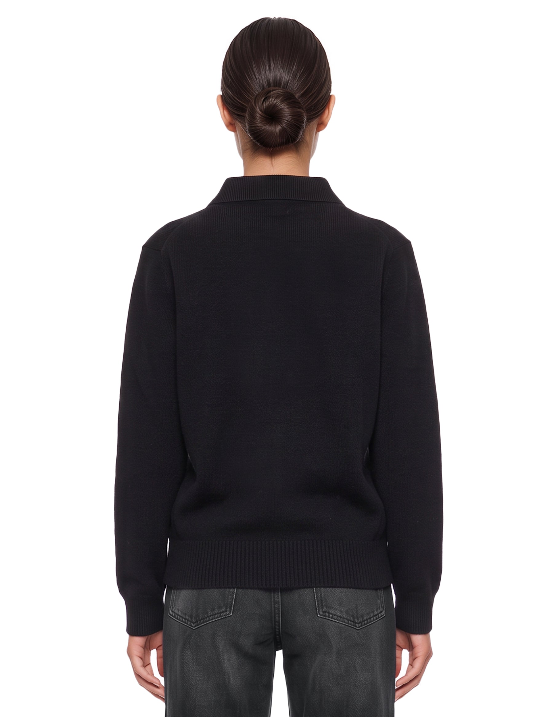 Polo manica lunga Ash in nero 