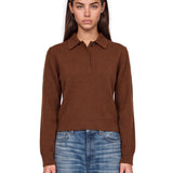 Polo manica lunga in marrone 