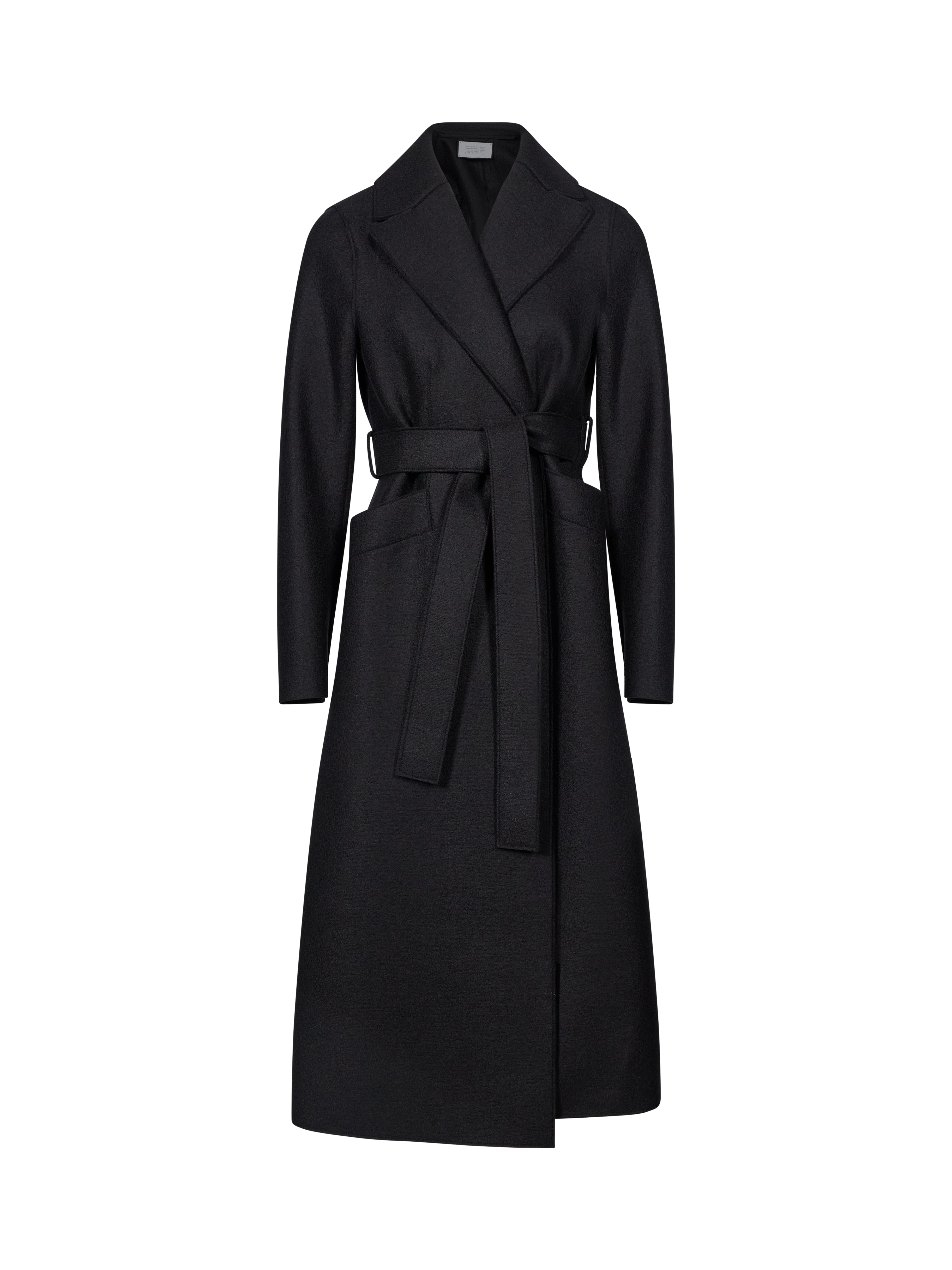 Cappotto lungo in lana pressata nero 