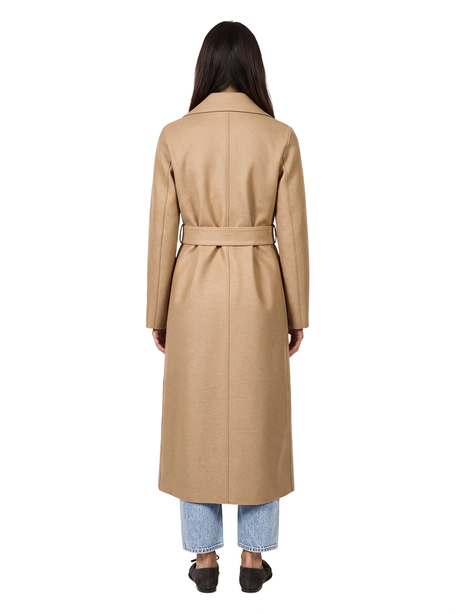 Cappotto lungo in lana pressata beige 
