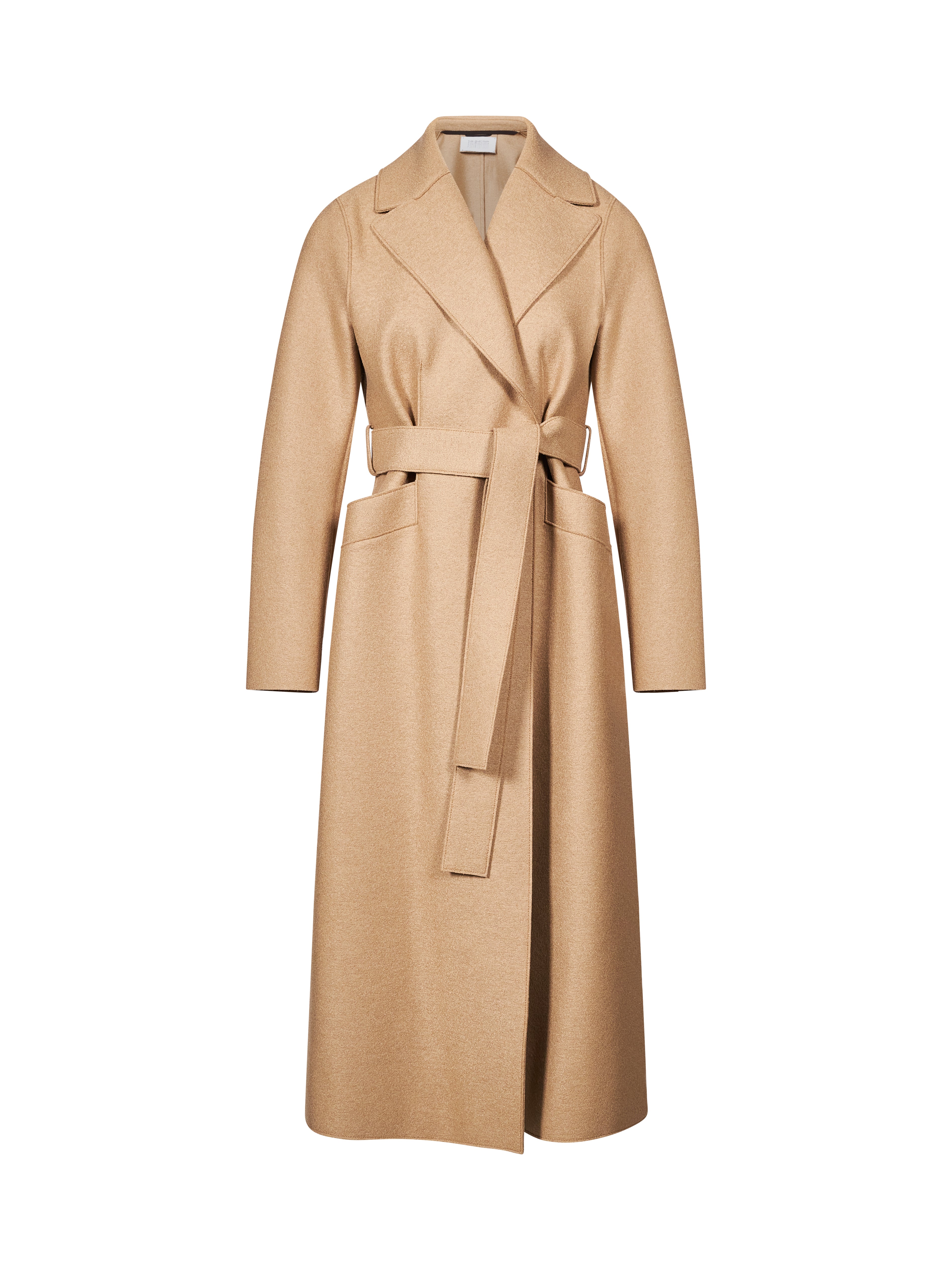 Cappotto lungo in lana pressata beige 