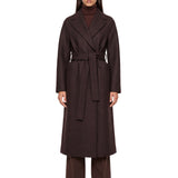 Cappotto lungo in lana pressata marrone 