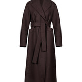 Cappotto lungo in lana pressata marrone 