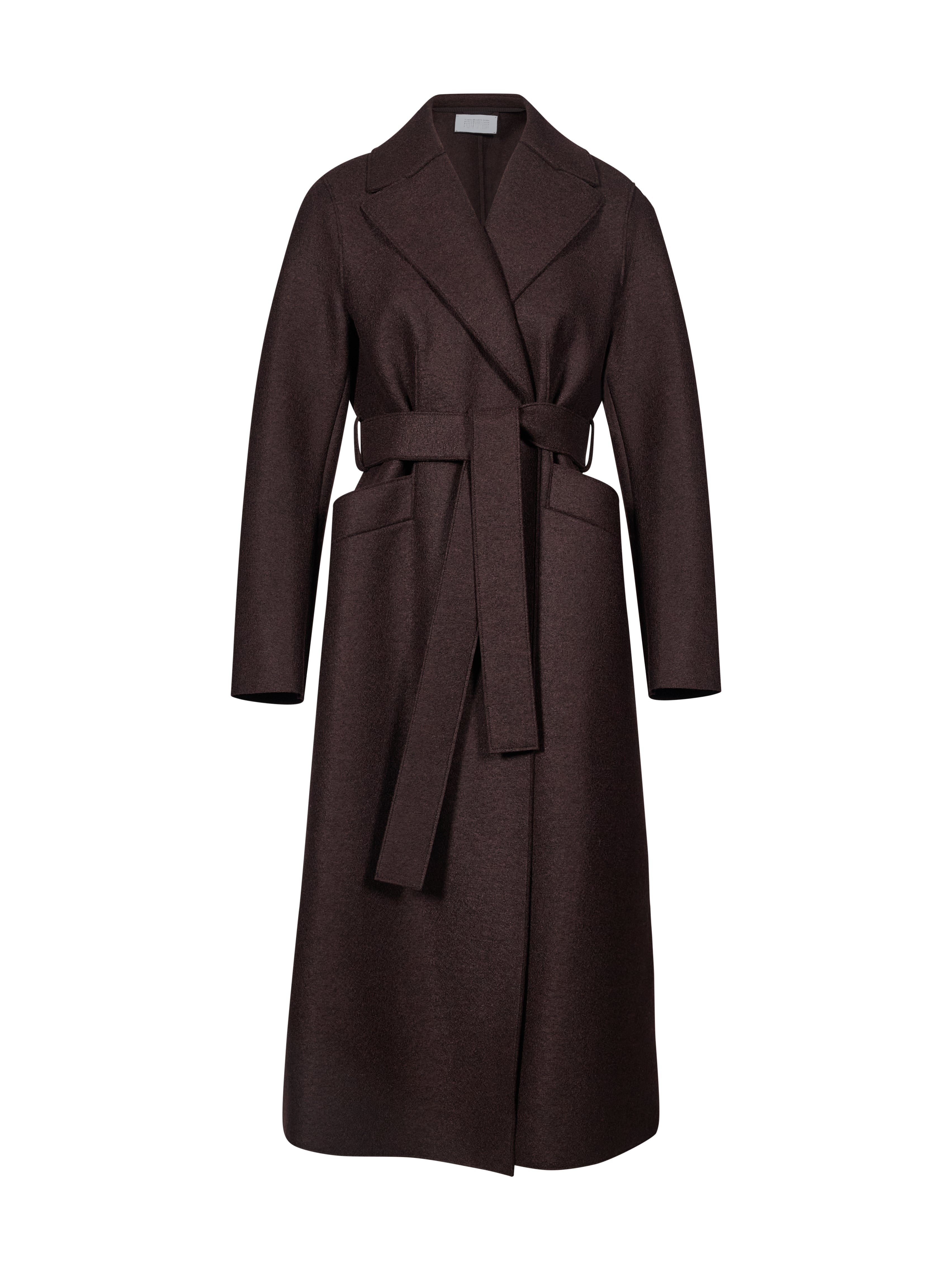Cappotto lungo in lana pressata marrone 