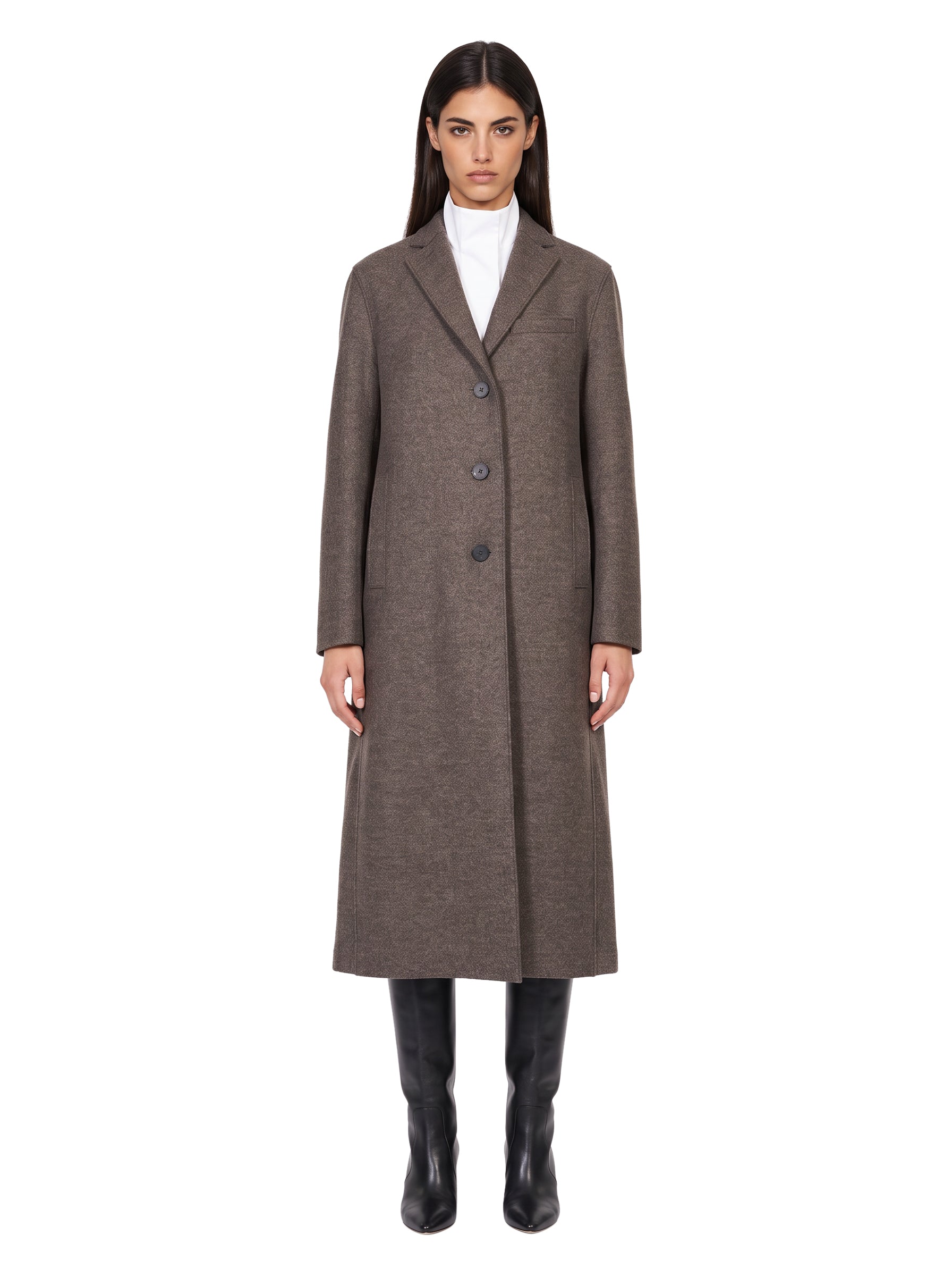 Cappotto in lana pressata marrone 