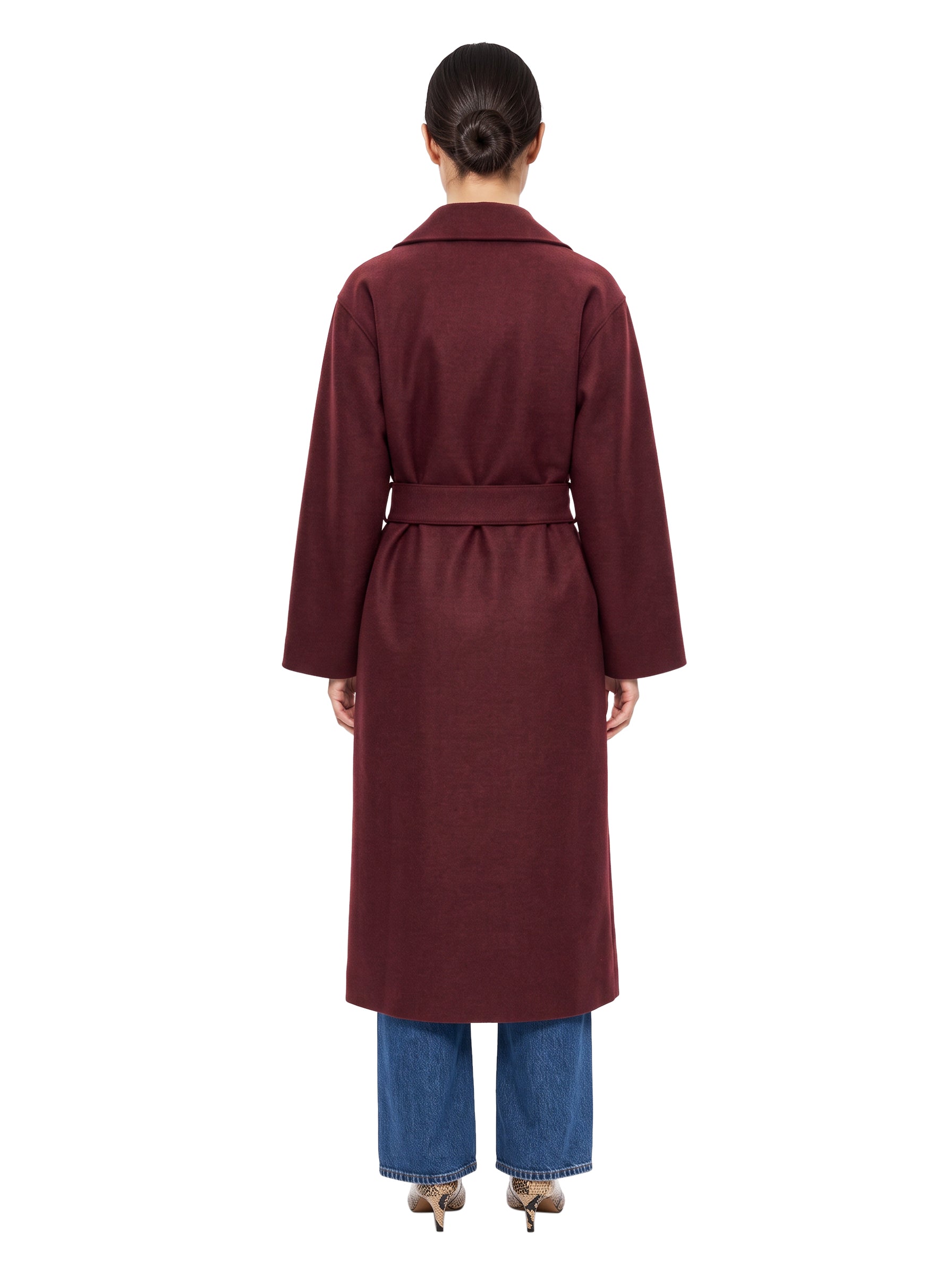 Cappotto in lana pressata bordeaux 
