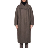 Cappotto collo imbuto oversize in marrone 