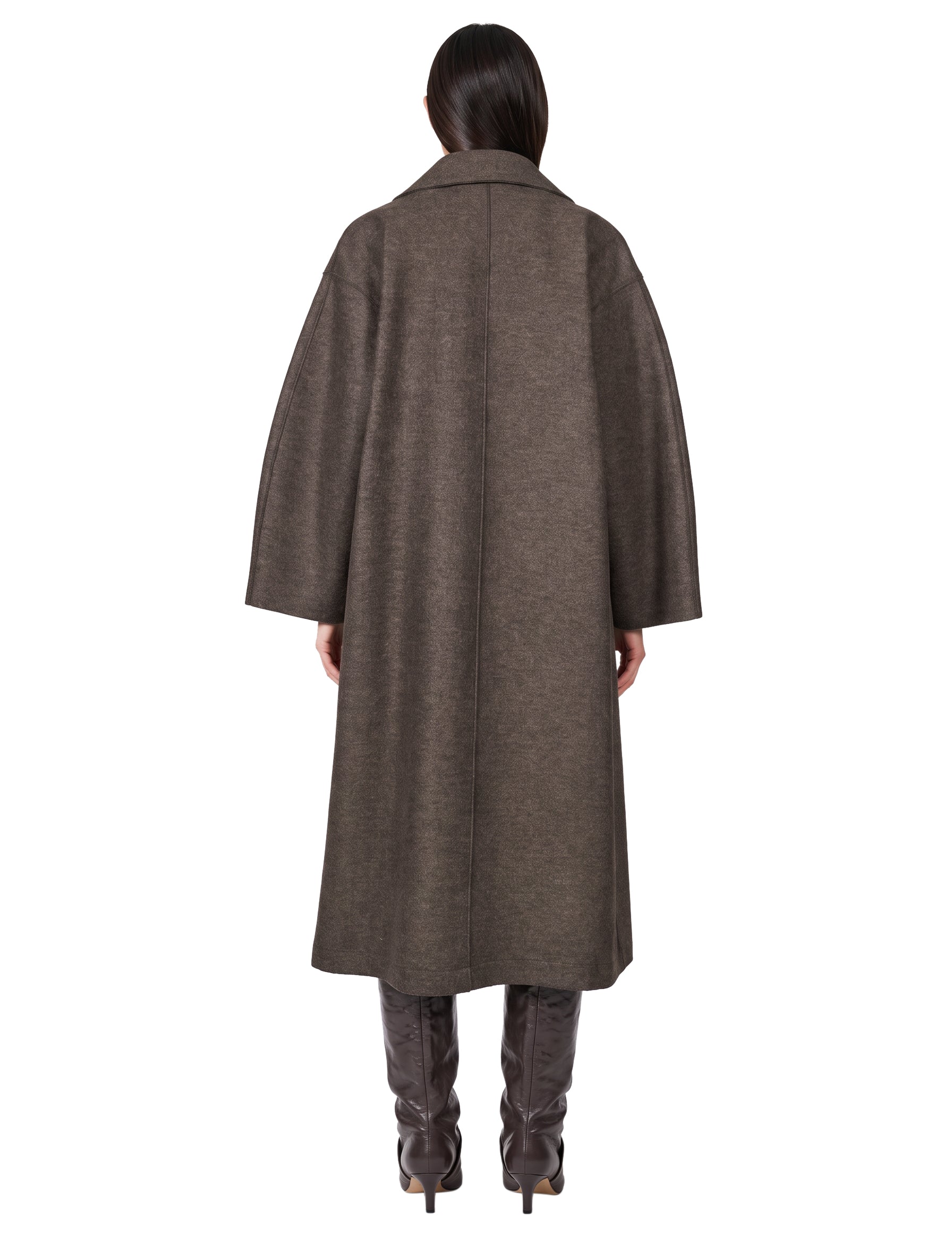 Cappotto collo imbuto oversize in marrone 