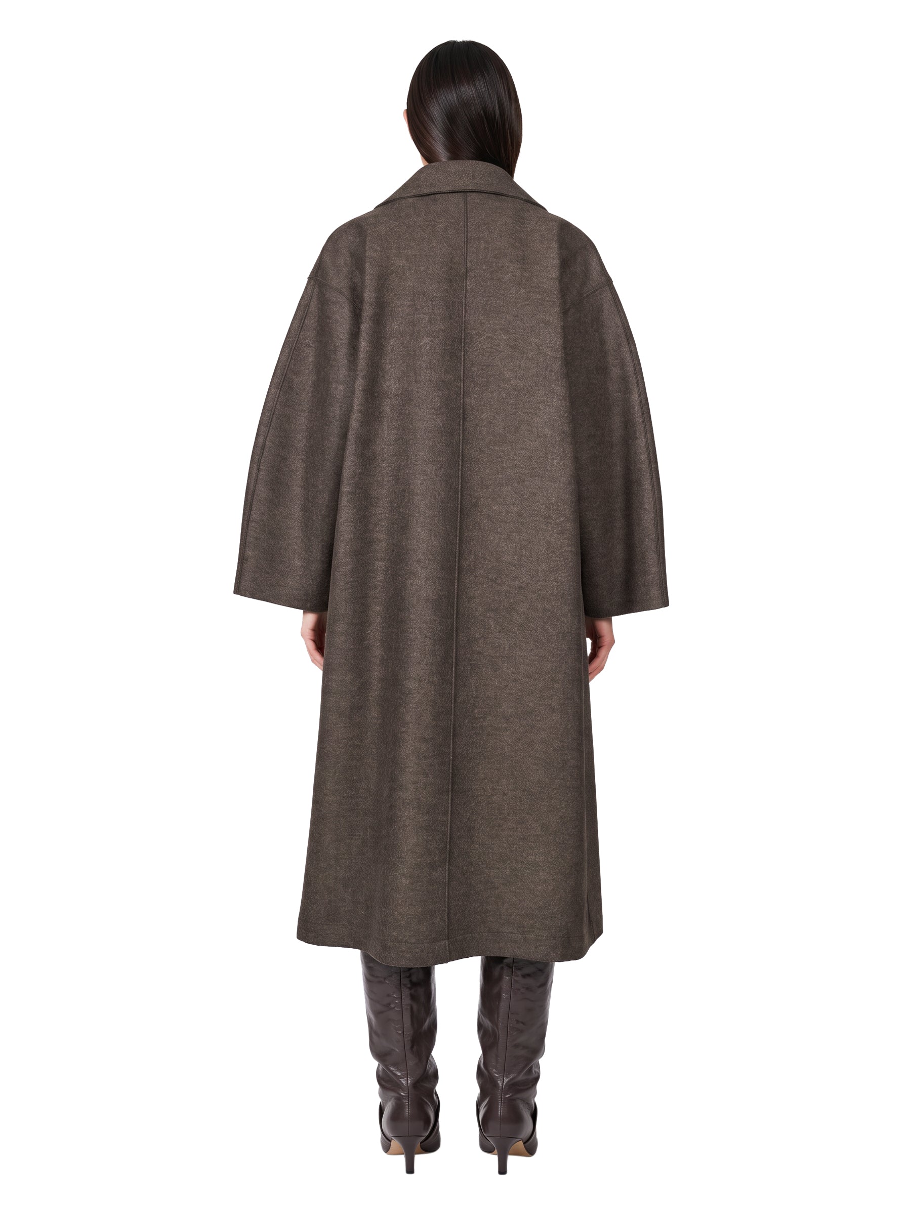 Cappotto collo imbuto oversize in marrone 