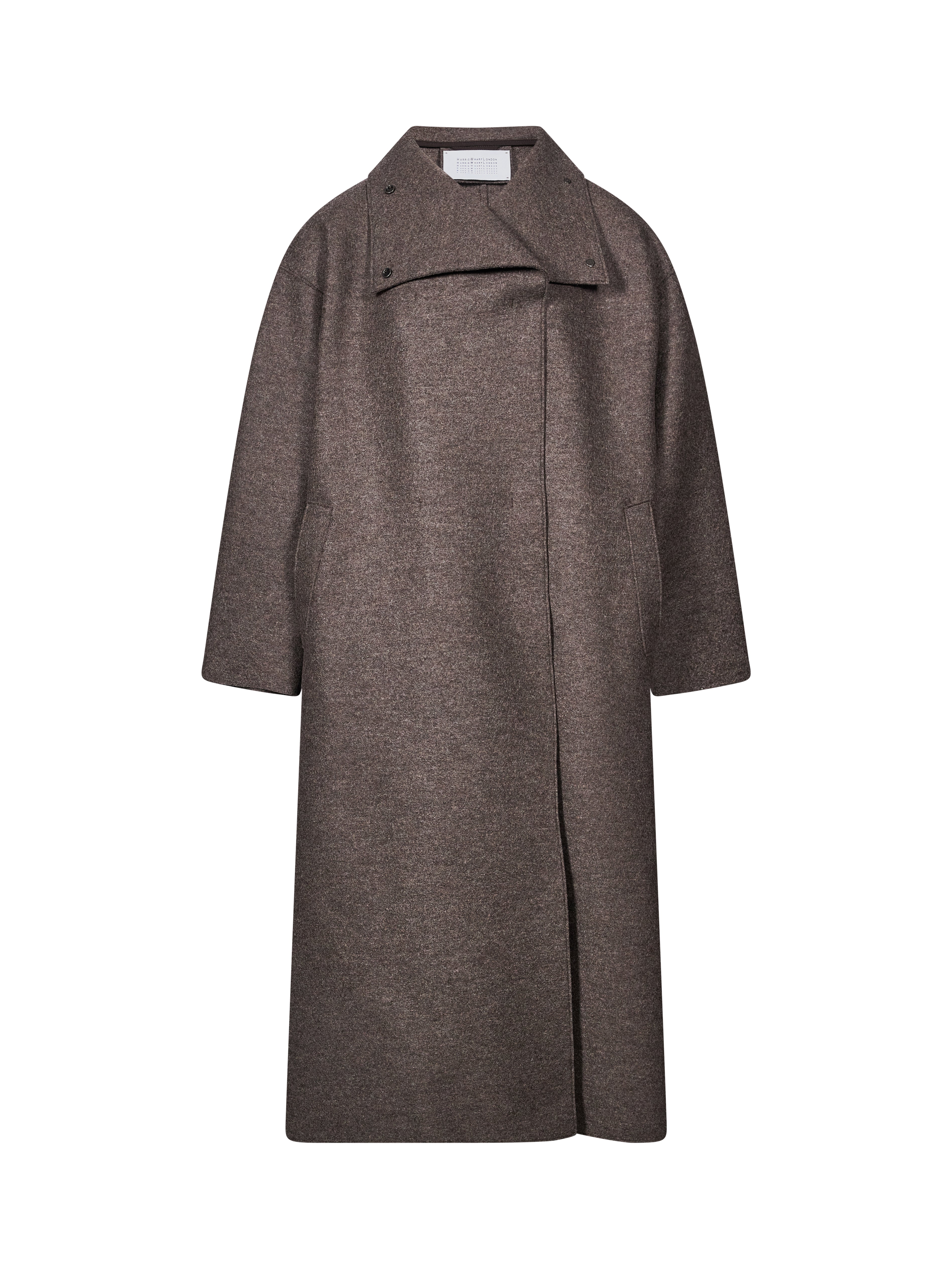 Cappotto collo imbuto oversize in marrone 