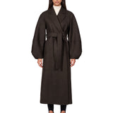 Cappotto con maniche a sbuffo in marrone 