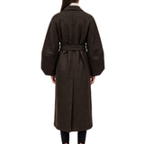 Cappotto con maniche a sbuffo in marrone 