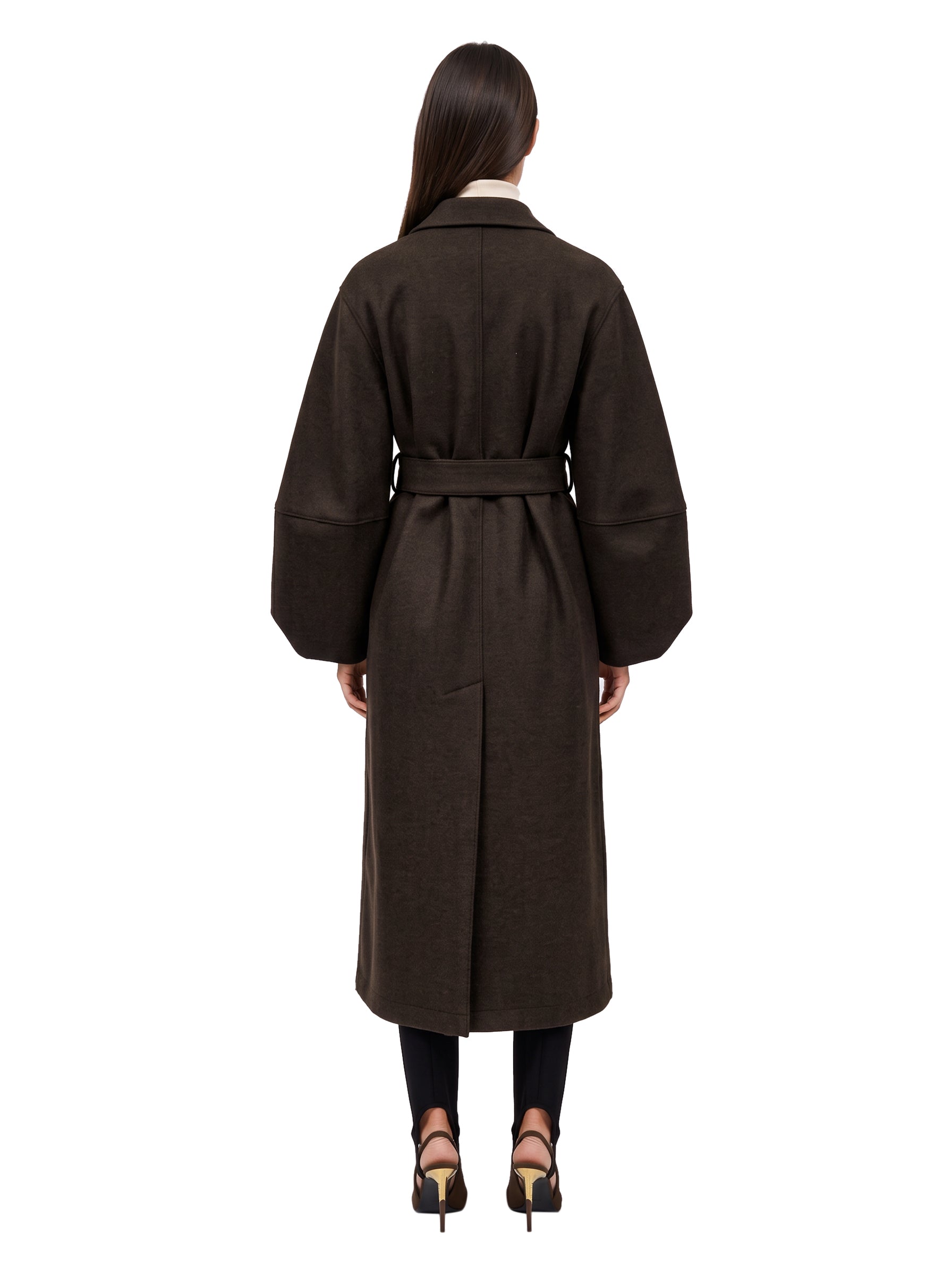 Cappotto con maniche a sbuffo in marrone 
