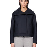 Giacca biker collo imbuto in blu 