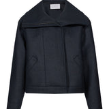 Giacca biker collo imbuto in blu 