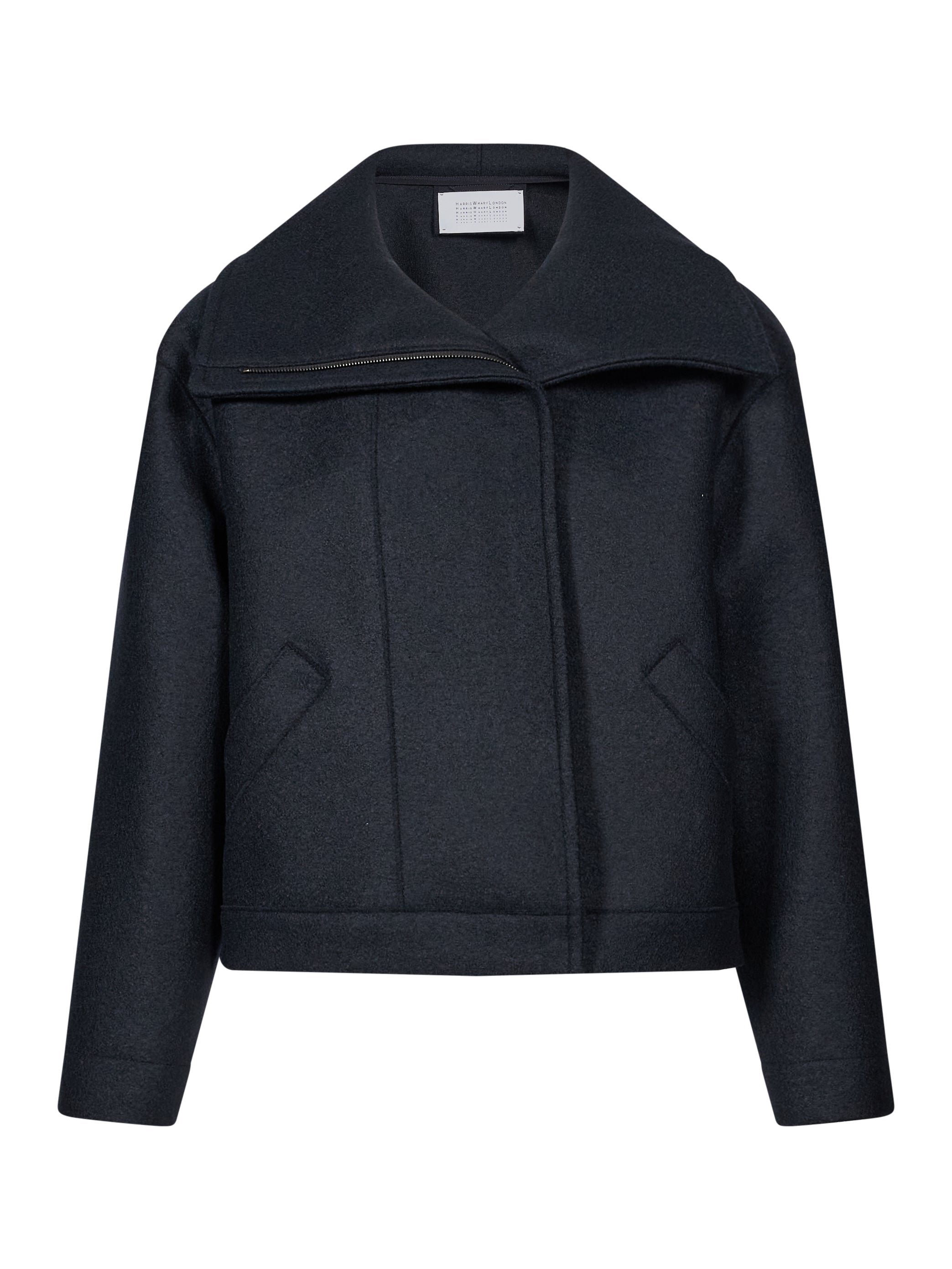 Giacca biker collo imbuto in blu 