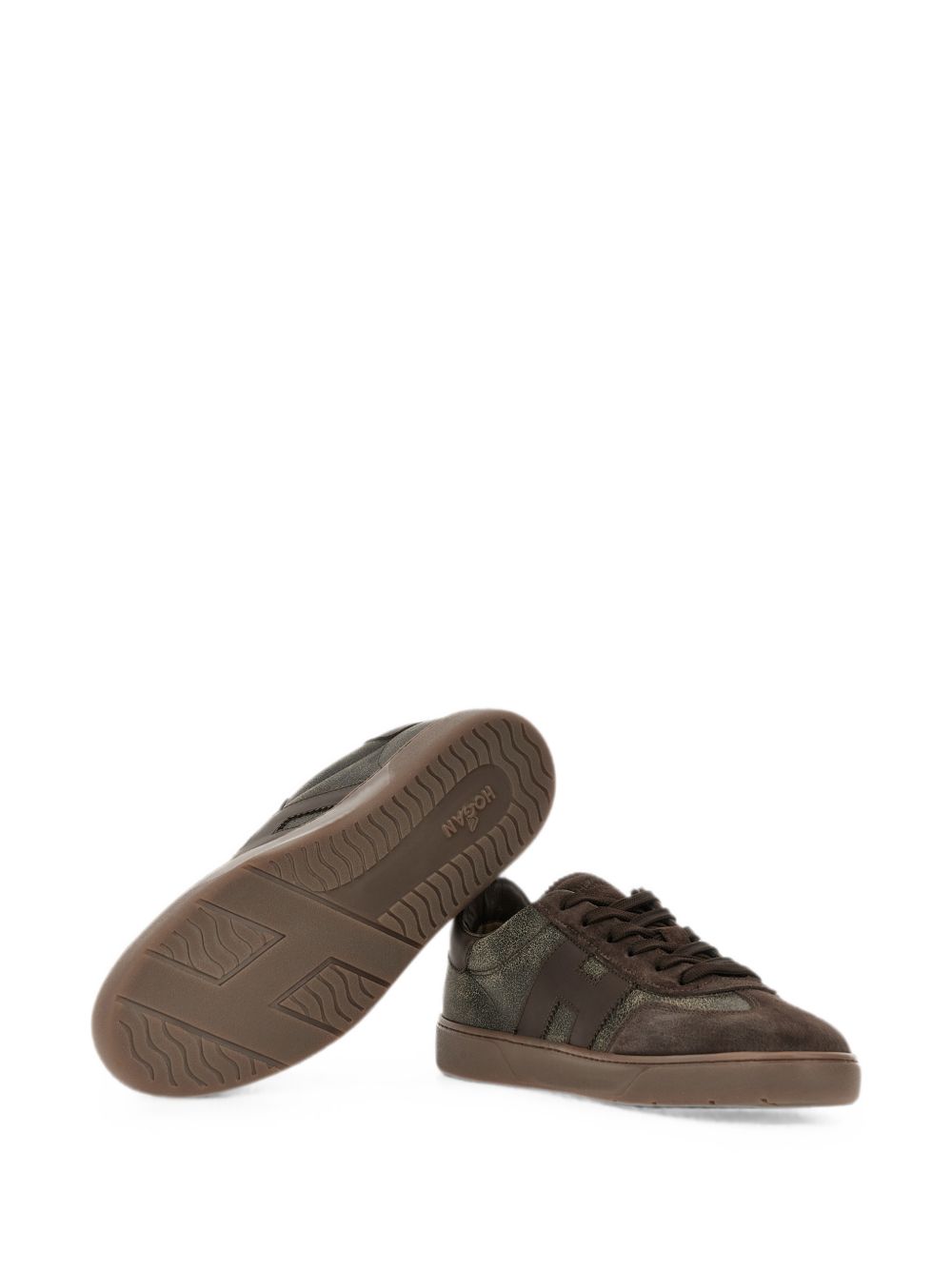 Sneakers basse cool in verde e marrone 