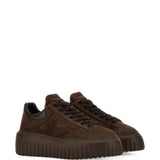Sneakers Hi Striped in marrone <BR/> 