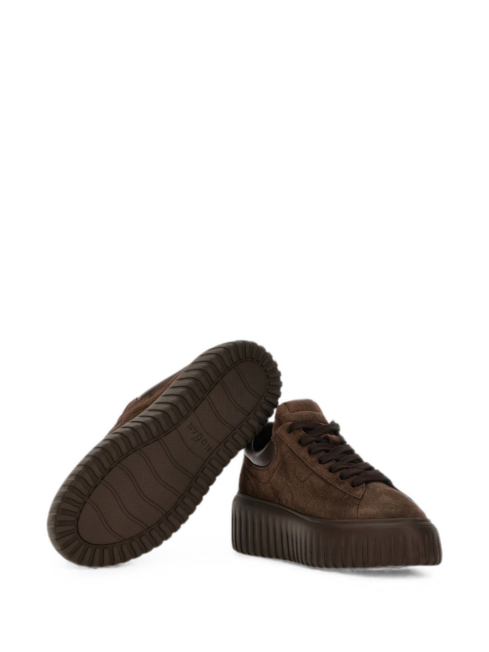 Sneakers Hi Striped in marrone <BR/> 