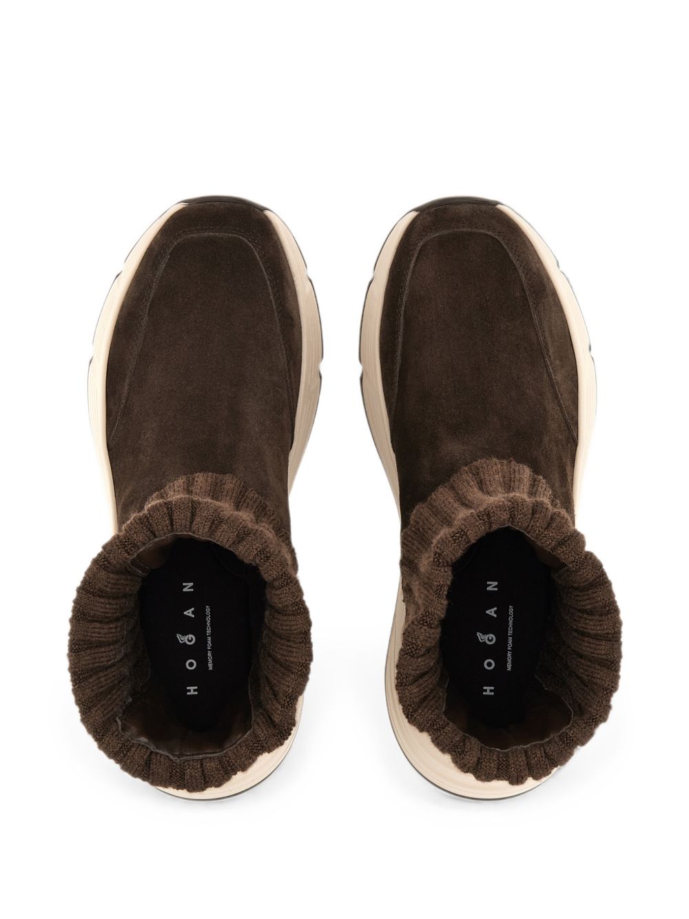 Sneakers Hi-Fi con dettaglio in maglia a coste in marrone 