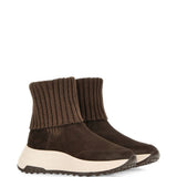 Sneakers Hi-Fi con dettaglio in maglia a coste in marrone 