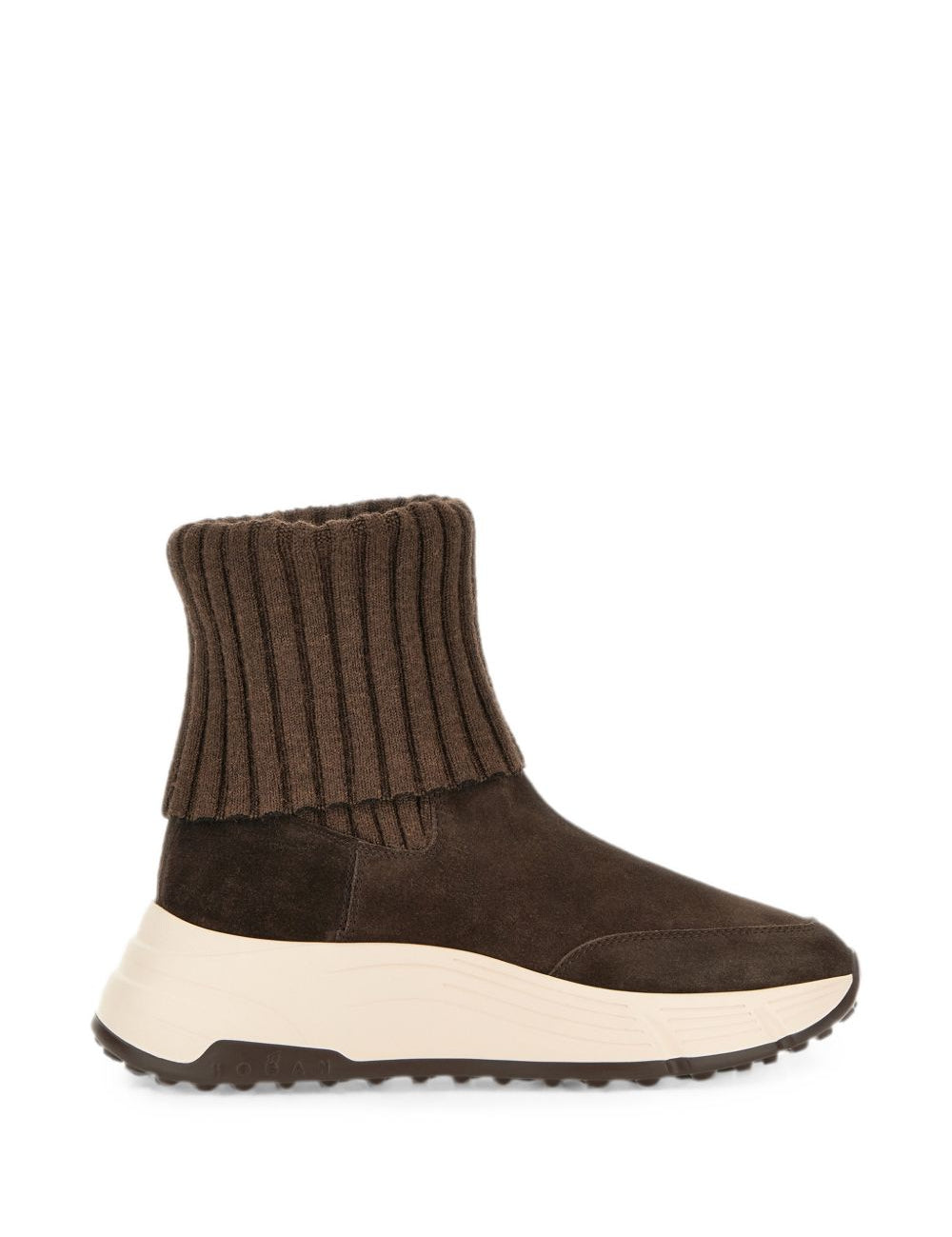 Sneakers Hi-Fi in maglia in marrone 