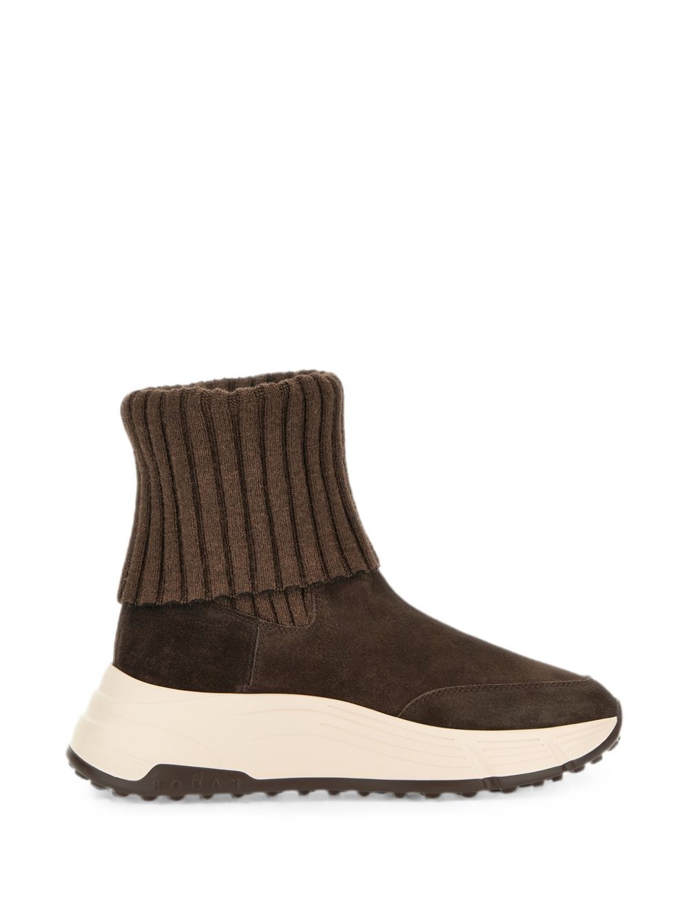 Sneakers Hi-Fi in maglia in marrone 