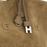 Borsa a spalla con logo in marrone 