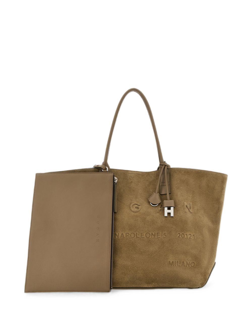 Borsa a spalla con logo in marrone 