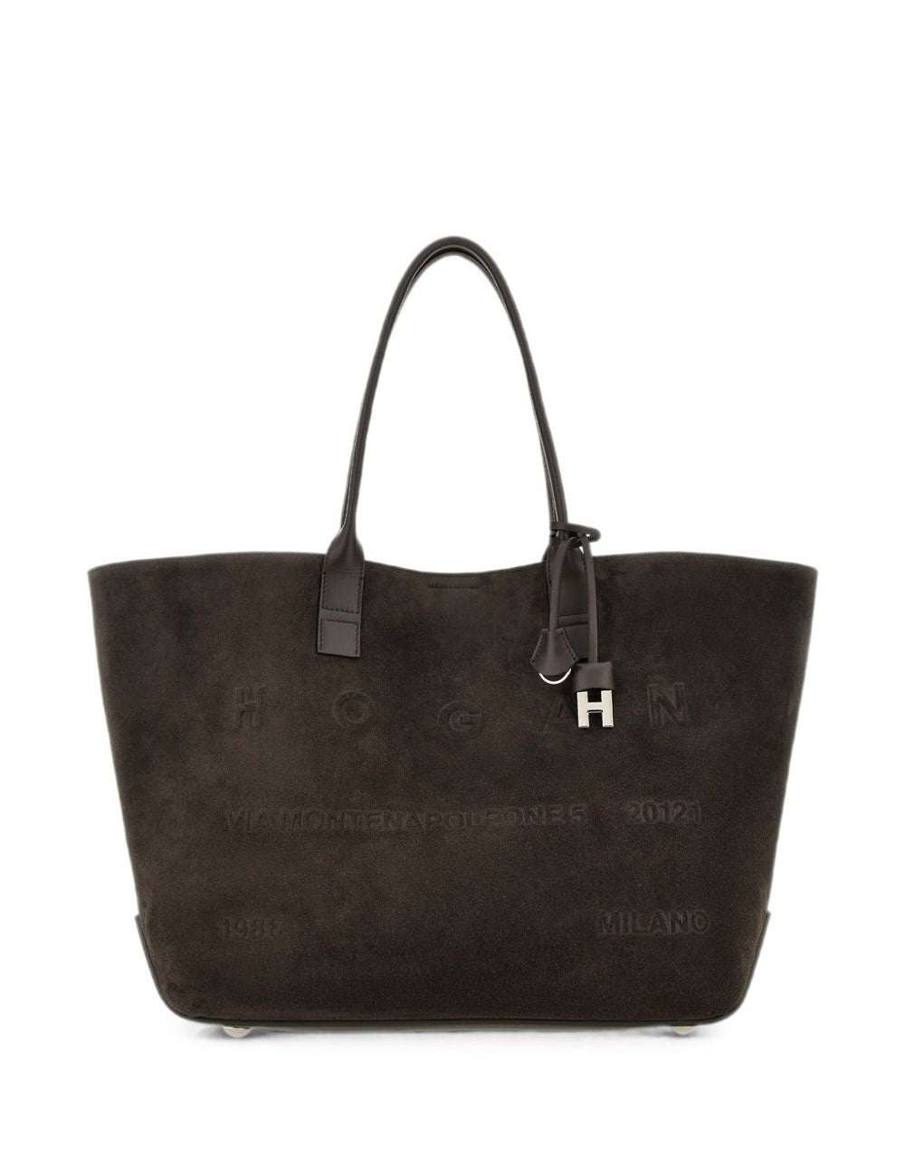 Borsa tote con logo in marrone 